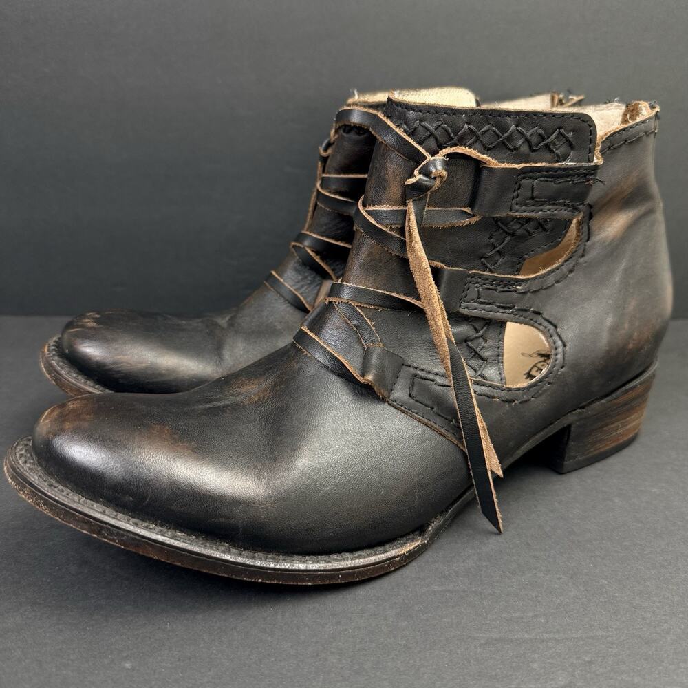 FREEBIRD Surge Leather Cutout Lace-Up Ankle Boots Brown Women’s 11 Western